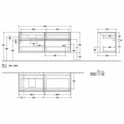 Villeroy & Boch Collaro Waschtischunterschrank Mit 4 Auszügen 140 Cm White Matt Ohne Beleuchtung Links