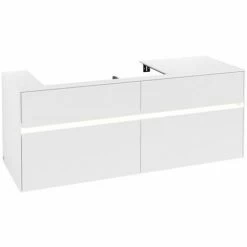 Alternative view of Villeroy & Boch Collaro Waschtischunterschrank 140cm Mit 4 Auszügen White Matt Mit Beleuchtung Links