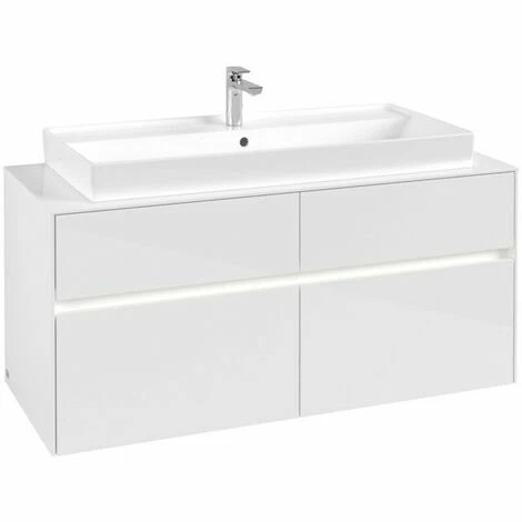 Villeroy & Boch Collaro Waschtischunterschrank 120cm Mit 4 Auszügen Glossy White Mit Beleuchtung 5 Villeroy & Boch Collaro Waschtischunterschrank 120cm Mit 4 Auszügen Glossy White Mit Beleuchtung – Bild 3