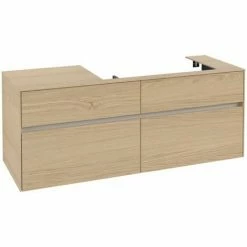 Alternative view of Villeroy & Boch Collaro Waschtischunterschrank 140cm Mit 4 Auszügen Nordic Oak Ohne Beleuchtung Rechts