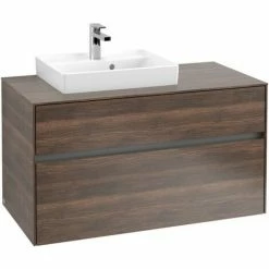 Villeroy & Boch Collaro Waschtischunterschrank 100cm Mit 2 Auszügen Und Variabler Beckenposition Arizona Oak Mit Beleuchtung Links 50 Cm -VILLEROY & BOCH shop 71605645 2