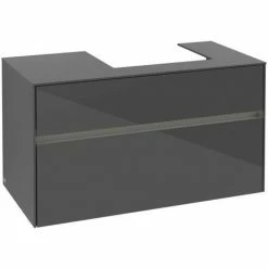 Villeroy & Boch Collaro Waschtischunterschrank 100cm Mit 2 Auszügen Und Variabler Beckenposition Glossy Grey Mit Beleuchtung Rechts 50 Cm -VILLEROY & BOCH shop 71605682 3