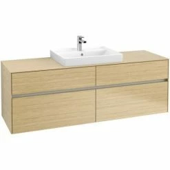 Alternative view of Villeroy & Boch Collaro Waschtischunterschrank 160cm Mit 4 Auszügen Und Variabler Beckenposition Nordic Oak Mit Beleuchtung Mittig 60 Cm