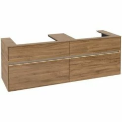 Alternative view of Villeroy & Boch Collaro Waschtischunterschrank 160cm Mit 4 Auszügen Für 2 Waschtische Kansas Oak Mit Beleuchtung 60 Cm