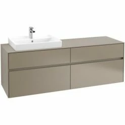 Villeroy & Boch Collaro Waschtischunterschrank 160cm Mit 4 Auszügen Und Variabler Beckenposition Truffle Grey Mit Beleuchtung Links 60 Cm -VILLEROY & BOCH shop 71605693 2