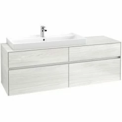 Alternative view of Villeroy & Boch Collaro Waschtischunterschrank 160cm Mit 4 Auszügen Und Variabler Beckenposition White Wood Mit Beleuchtung Links 100 Cm