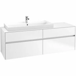 Alternative view of Villeroy & Boch Collaro Waschtischunterschrank 160cm Mit 4 Auszügen Und Variabler Beckenposition White Matt Mit Beleuchtung Links 100 Cm
