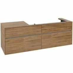 Alternative view of Villeroy & Boch Collaro Waschtischunterschrank 160cm Mit 4 Auszügen Und Variabler Beckenposition Kansas Oak Mit Beleuchtung Rechts 100 Cm
