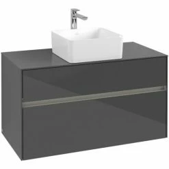 Villeroy & Boch Collaro Waschtischunterschrank 100cm Mit 2 Auszügen Glossy Grey Mit Beleuchtung Mittig -VILLEROY & BOCH shop 71605715 3