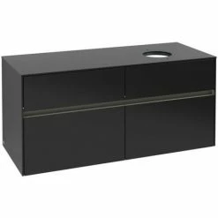 Alternative view of Villeroy & Boch Collaro Waschtischunterschrank 120cm Mit 4 Auszügen Black Matt Lacquer Mit Beleuchtung Rechts