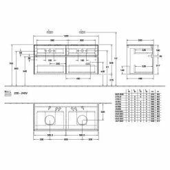 Villeroy & Boch Collaro Waschtischunterschrank 120cm Mit 4 Auszügen Für 2 Waschtische Glossy Grey Mit Beleuchtung