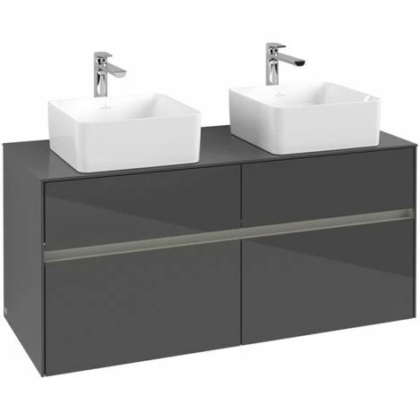 Villeroy & Boch Collaro Waschtischunterschrank 120cm Mit 4 Auszügen Für 2 Waschtische Glossy Grey Mit Beleuchtung 5 Villeroy & Boch Collaro Waschtischunterschrank 120cm Mit 4 Auszügen Für 2 Waschtische Glossy Grey Mit Beleuchtung – Bild 3