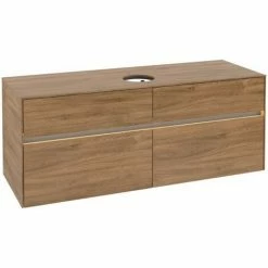 Alternative view of Villeroy & Boch Collaro Waschtischunterschrank 140cm Mit 4 Auszügen Kansas Oak Mit Beleuchtung Mittig
