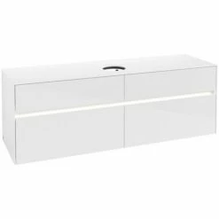 Alternative view of Villeroy & Boch Collaro Waschtischunterschrank 160cm Mit 4 Auszügen Glossy White Mit Beleuchtung Mittig