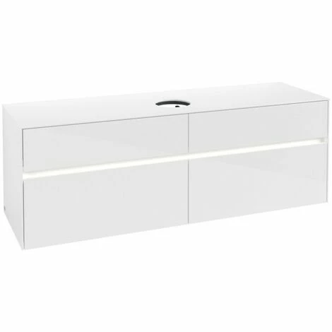 Villeroy & Boch Collaro Waschtischunterschrank 160cm Mit 4 Auszügen Glossy White Mit Beleuchtung Mittig 4 Villeroy & Boch Collaro Waschtischunterschrank 160cm Mit 4 Auszügen Glossy White Mit Beleuchtung Mittig – Bild 2