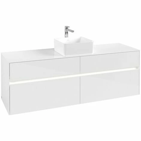 Villeroy & Boch Collaro Waschtischunterschrank 160cm Mit 4 Auszügen Glossy White Mit Beleuchtung Mittig 5 Villeroy & Boch Collaro Waschtischunterschrank 160cm Mit 4 Auszügen Glossy White Mit Beleuchtung Mittig – Bild 3