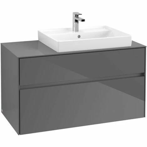 Villeroy & Boch Collaro Waschtischunterschrank 100cm Mit 2 Auszügen Und Variabler Beckenposition Glossy Grey Mit Beleuchtung Rechts 60 Cm 4 Villeroy & Boch Collaro Waschtischunterschrank 100cm Mit 2 Auszügen Und Variabler Beckenposition Glossy Grey Mit Beleuchtung Rechts 60 Cm – Bild 2