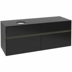 Alternative view of Villeroy & Boch Collaro Waschtischunterschrank 140cm Mit 4 Auszügen Black Matt Lacquer Mit Beleuchtung Links