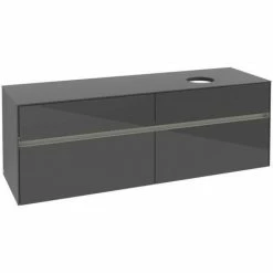 Alternative view of Villeroy & Boch Collaro Waschtischunterschrank 160cm Mit 4 Auszügen Glossy Grey Mit Beleuchtung Rechts