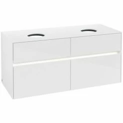 Alternative view of Villeroy & Boch Collaro Waschtischunterschrank 120cm Mit 4 Auszügen Für 2 Waschtische Glossy White Mit Beleuchtung