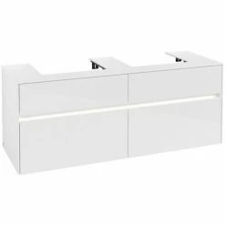 Alternative view of Villeroy & Boch Collaro Waschtischunterschrank 140cm Mit 4 Auszügen Für 2 Waschtische Glossy White Mit Beleuchtung