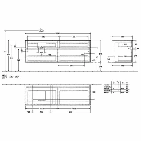 Villeroy & Boch Collaro Waschtischunterschrank 160cm Mit 4 Auszügen Nordic Oak Ohne Beleuchtung Links 3 Villeroy & Boch Collaro Waschtischunterschrank 160cm Mit 4 Auszügen Nordic Oak Ohne Beleuchtung Links