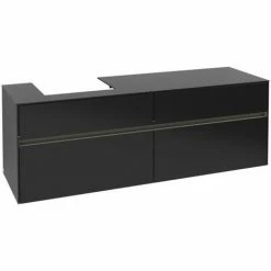 Alternative view of Villeroy & Boch Collaro Waschtischunterschrank 160cm Mit 4 Auszügen Black Matt Lacquer Mit Beleuchtung Links