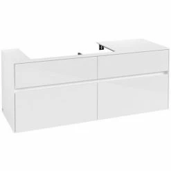 Villeroy & Boch Collaro Waschtischunterschrank 140cm Mit 4 Auszügen Glossy White Ohne Beleuchtung Links