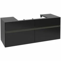 Alternative view of Villeroy & Boch Collaro Waschtischunterschrank 140cm Mit 4 Auszügen Black Matt Lacquer Mit Beleuchtung Mittig