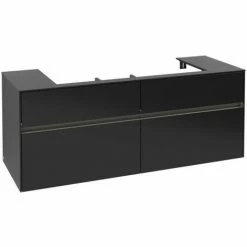 Alternative view of Villeroy & Boch Collaro Waschtischunterschrank 140cm Mit 4 Auszügen Black Matt Lacquer Mit Beleuchtung