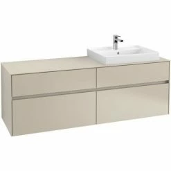Alternative view of Villeroy & Boch Collaro Waschtischunterschrank 160cm Mit 4 Auszügen Und Variabler Beckenposition Soft Grey Mit Beleuchtung Rechts 60 Cm