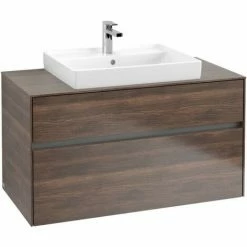 Villeroy & Boch Collaro Waschtischunterschrank 100cm Mit 2 Auszügen Und Variabler Beckenposition Arizona Oak Mit Beleuchtung Mittig 60 Cm -VILLEROY & BOCH shop 71605924 2