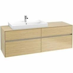 Villeroy & Boch Collaro Waschtischunterschrank 160cm Mit 4 Auszügen Und Variabler Beckenposition Nordic Oak Mit Beleuchtung Links 80 Cm -VILLEROY & BOCH shop 71605949 2