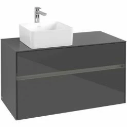 Villeroy & Boch Collaro Waschtischunterschrank 100cm Mit 2 Auszügen Glossy Grey Mit Beleuchtung Links -VILLEROY & BOCH shop 71605962 3