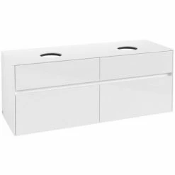 Alternative view of Villeroy & Boch Collaro Waschtischunterschrank 140cm Mit 4 Auszügen Für 2 Waschtische Glossy White Mit Beleuchtung