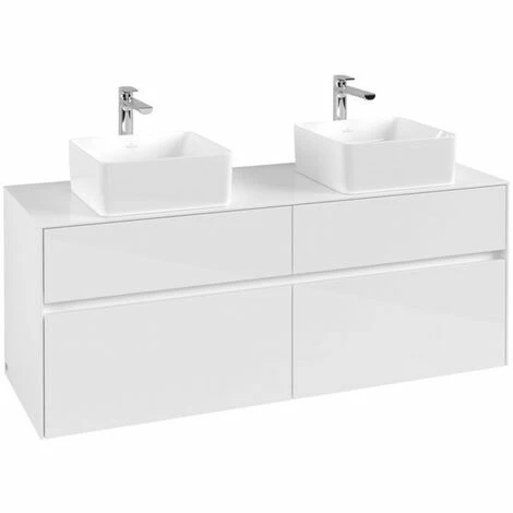 Villeroy & Boch Collaro Waschtischunterschrank 140cm Mit 4 Auszügen Für 2 Waschtische Glossy White Mit Beleuchtung 5 Villeroy & Boch Collaro Waschtischunterschrank 140cm Mit 4 Auszügen Für 2 Waschtische Glossy White Mit Beleuchtung – Bild 3