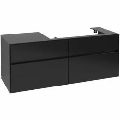 Villeroy & Boch Collaro Waschtischunterschrank 140cm Mit 4 Auszügen Black Matt Lacquer Ohne Beleuchtung Rechts -VILLEROY & BOCH shop 71606009 2