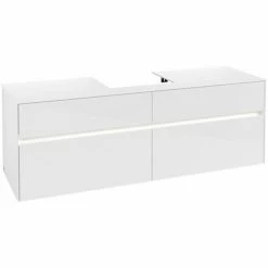 Alternative view of Villeroy & Boch Collaro Waschtischunterschrank 160cm Mit 4 Auszügen Glossy White Mit Beleuchtung Mittig