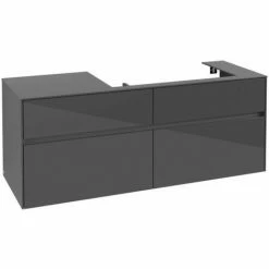 Alternative view of Villeroy & Boch Collaro Waschtischunterschrank 140cm Mit 4 Auszügen Glossy Grey Ohne Beleuchtung Rechts