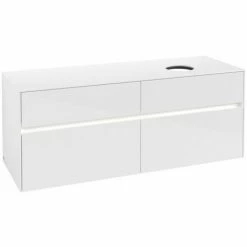 Alternative view of Villeroy & Boch Collaro Waschtischunterschrank 140cm Mit 4 Auszügen Glossy White Mit Beleuchtung Rechts