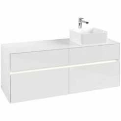Villeroy & Boch Collaro Waschtischunterschrank 140cm Mit 4 Auszügen Glossy White Mit Beleuchtung Rechts 7 Villeroy & Boch Collaro Waschtischunterschrank 140cm Mit 4 Auszügen Glossy White Mit Beleuchtung Rechts -VILLEROY & BOCH shop 71606045 3