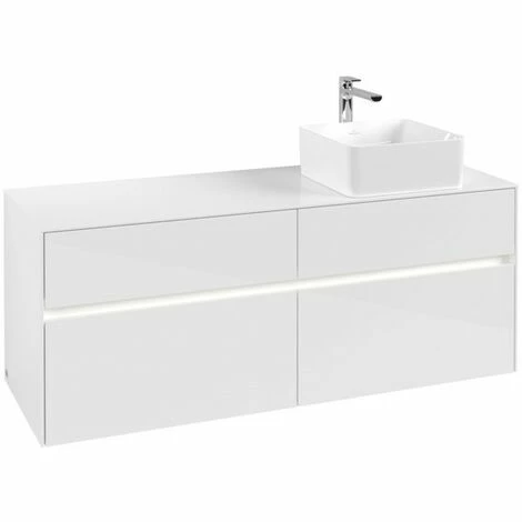 Villeroy & Boch Collaro Waschtischunterschrank 140cm Mit 4 Auszügen Glossy White Mit Beleuchtung Rechts 5 Villeroy & Boch Collaro Waschtischunterschrank 140cm Mit 4 Auszügen Glossy White Mit Beleuchtung Rechts – Bild 3