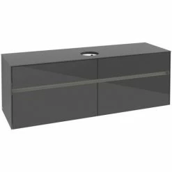 Alternative view of Villeroy & Boch Collaro Waschtischunterschrank 160cm Mit 4 Auszügen Glossy Grey Mit Beleuchtung Mittig
