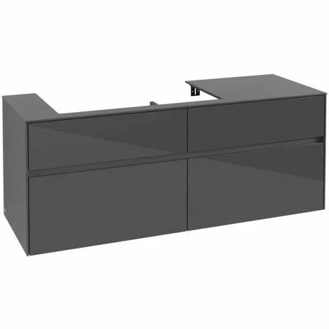 Villeroy & Boch Collaro Waschtischunterschrank 140cm Mit 4 Auszügen Glossy Grey Ohne Beleuchtung Links 4 Villeroy & Boch Collaro Waschtischunterschrank 140cm Mit 4 Auszügen Glossy Grey Ohne Beleuchtung Links – Bild 2