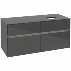 Alternative view of Villeroy & Boch Collaro Waschtischunterschrank 120cm Mit 4 Auszügen Glossy Grey Mit Beleuchtung Rechts