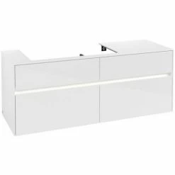 Alternative view of Villeroy & Boch Collaro Waschtischunterschrank 140cm Mit 4 Auszügen Glossy White Mit Beleuchtung Links