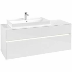 Villeroy & Boch Collaro Waschtischunterschrank 140cm Mit 4 Auszügen Glossy White Mit Beleuchtung Links -VILLEROY & BOCH shop 71606094 3