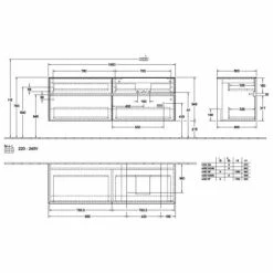 Villeroy & Boch Collaro Waschtischunterschrank 160cm Mit 4 Auszügen Nordic Oak Mit Beleuchtung Rechts