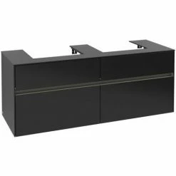 Alternative view of Villeroy & Boch Collaro Waschtischunterschrank 140cm Mit 4 Auszügen Für 2 Waschtische Black Matt Lacquer Mit Beleuchtung