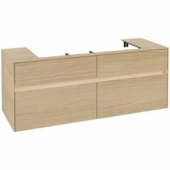 Alternative view of Villeroy & Boch Collaro Waschtischunterschrank 140cm Mit 4 Auszügen Nordic Oak Mit Beleuchtung